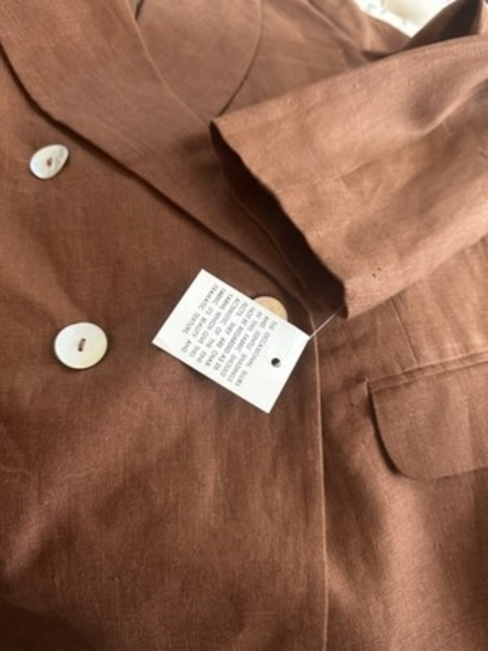 Vintage Stephanie Andrews Women's Brown Linen Suit 4P Double Breasted NWT - Picture 11 of 11